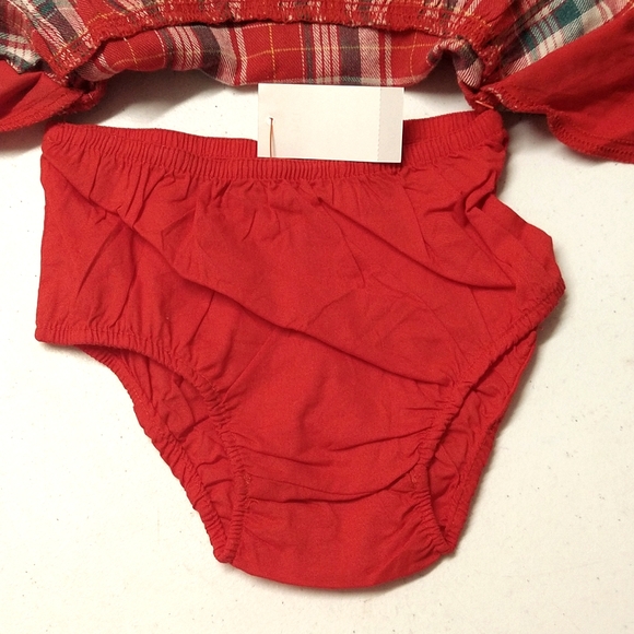 NEW! Toddler Girls Plaid Long-Sleeve 2pc Dress & Bloomers, Red - Cat & Jack 12M - Picture 10 of 13